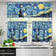 Starry Night Kitchen Curtains and Valances Set Tier Curtains 24 Inch