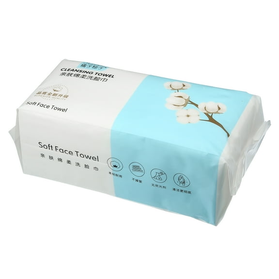 Unique Bargains Pack of 60pcs Disposable Face Towel Tissue Wet and Dry White 7.87"x7.87"