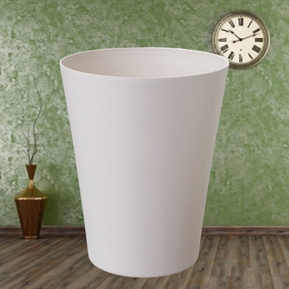 Baluue White Plastic Waste Paper Basket for Home Use, Lightweight Garbage Container for Office and Bedroom