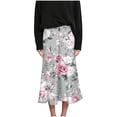 thumbnail image 5 of Levmjia Women's Midi Skirt Fashion Casual Polyester Flowy Skirt Zipper Floral Printed A-Line Skirt Flowing Vacation Daily Wear Summer, 5 of 7