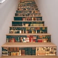 thumbnail image 1 of 3D Retro Bookcase Self Adhesive Stair Stickers Shelf Staircase Stickers Decals for Home Decoration 39.3" x 7" x 13pcs, 1 of 5