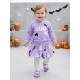 thumbnail image 5 of RUINIXCW Toddler Baby Girl Halloween Outfit Infant Baby Girls Fall Winter Clothes Cute Pumpkin Ghost Embroidery Long Sleeve Sweatshirt with Tulle Tutu Skirt 2Pcs Set, 5 of 9