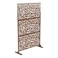 thumbnail image 2 of Neutypechic Decorative Privacy Screen Outdoor Divider with Stand Metal Corten Steel 76" x 47.2" x 15.7" Brown, 2 of 5