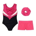 thumbnail image 4 of TiaoBug Kids Girls Gymnastics Leotards Sleeveless Bodysuit Tumbling Shorts Hair Tie Dance Unitards Hot Pink 16, 4 of 5