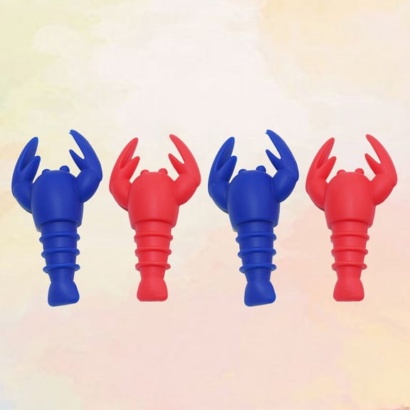 CTIRCHIU Lobster Shape Wine Stoppers 4pcs Reusable Silicone Preserve Bottles