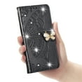thumbnail image 4 of Allytech Compatible with Samsung Galaxy A13 Case Embossed Diamond Butterfly Glitter Bling Case with Card Holder Stand Flip Wallet Shockproof Cover for Samsung Galaxy A13 5G Crystal Black, 4 of 5