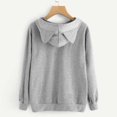 thumbnail image 2 of Sonducket Camisa con capucha de mujer con estampado de gato de dibujos animados de corte holgado Sudadera con capucha de manga larga con cuello de Prendas para la parte del cuerpo gris claro XXL Sonducket FS9881-20, 2 of 5