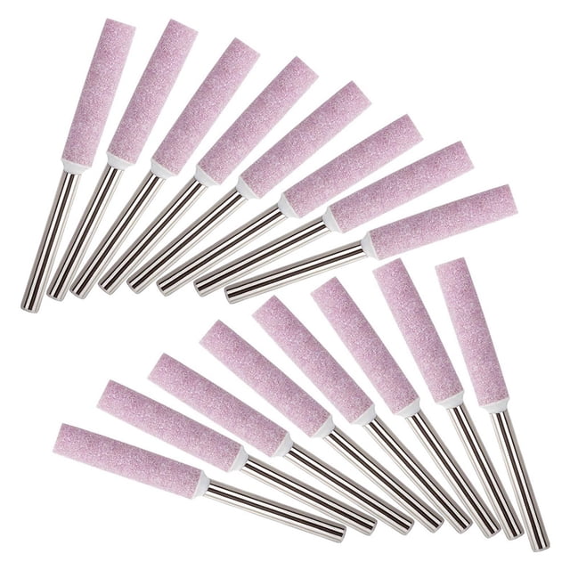 16Pcs Chainsaw Sharpener Grinding Stones 4.8mm Sharpening Tool Stones Burr Chain Saw Grindstone File Replacement Tools,16 x Grinding Stones,Pink