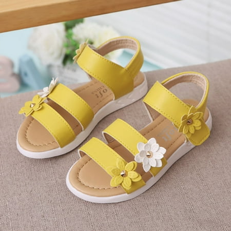 

Toddler Kids Baby Girls Flower Rubber Sandals Non-Slip Shoes Cross Sandals