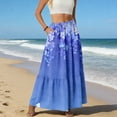 thumbnail image 5 of LWavelet Women's Daisy Floral Print Tiered Maxi Skirt, Elastic Waist with Pockets, Cute Spring & Mother's Day Long Skirt Purple 2XL, 5 of 6