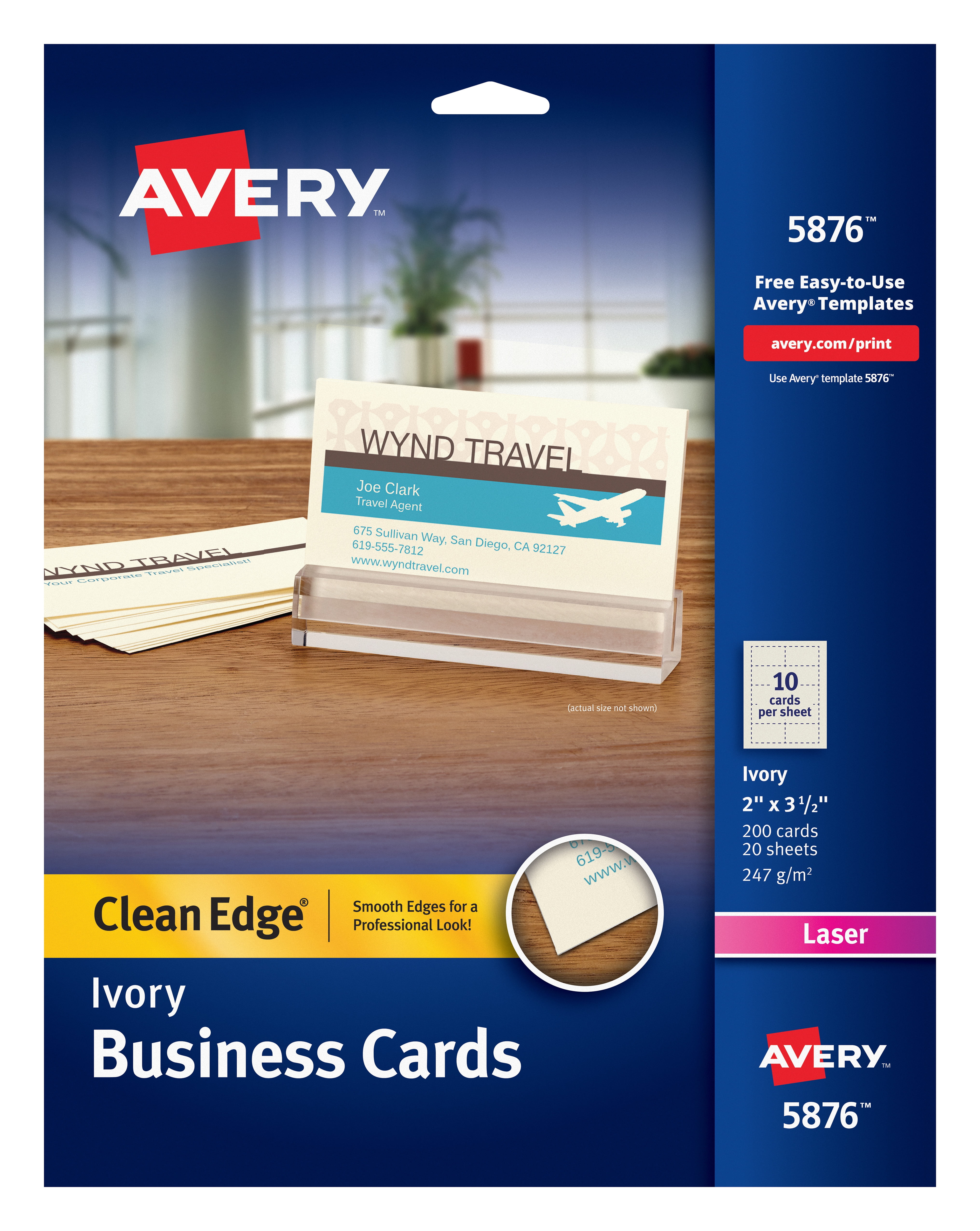 2x Avery White Clean Edge Business Card 28878 Ink Jet 90 Cards Each for sale online 