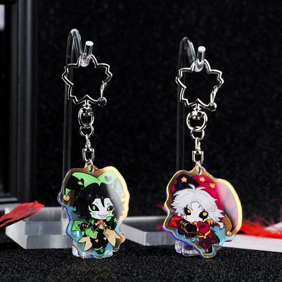 The Freak Circus Pierrot Harlequin Acrylic Keychain Set Iridescent Chibi Bag Charms for Fans Gifts & Everyday Use (1 keychain)