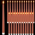 thumbnail image 1 of ORUYROP 24 Packs Flameless Taper Candles Battery Operated 11 Inch Long Candle Light LED Flameless Candlesticks Fake Candles Flickering Tapered Candles for Valentine's Day, Wedding(Brown), 1 of 6