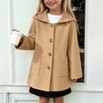 thumbnail image 5 of Cethrio Girls Wool Blend Peacoats Size 14, Mid-length Fashion Warm Single‑Breasted Winter Outerwear with Pockets Khaki, 5 of 8