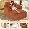 thumbnail image 6 of 64" L Oversized Chaise Lounge Chair Indoor, Boneless Couch Chair with 3 Pillows, Comfy Reading Chairs with Wide Arms, No Assembly Required Corduroy Couch, Sleeper Sofa for Living Room (Orange), 6 of 8