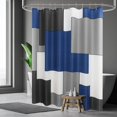 thumbnail image 2 of Blue and Gray Modern Shower Curtain 72x72 Grey White Shower Curtains for Bathroom Decor Black Dark Blue Geometric Shower Curtain with Hooks Waffle Weave Polyester Bath Curtain Water Repellent Washable, 2 of 6