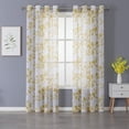 thumbnail image 2 of Sheer Curtains Window Treatment Leaves Printed Pattern Small Window Curtains for Kitchen Bathroom Faux Linen Textured Grommet Design Beige 52"*63", 2 of 6