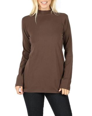 Women's cotton mock turtleneck long sleeve clearance