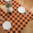 thumbnail image 3 of Orange Black Buffalo Plaid Tablecloth Checkered Halloween Rectangle/Oblong 60x120 Inch Table Cover Fall/Autumn Winter Thanksgiving Christmas Holiday Polyester Water-Repellent and Reusable, 3 of 6