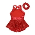 thumbnail image 4 of JanJean Girls Sparkle Dance Clothes for Jazz Latin Hip Hop Ballet Ballroom Dance Costume Backless Red 6, 4 of 7