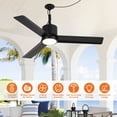 thumbnail image 5 of Parrot Uncle 42" IP65 Waterproof Plug-in Outdoor Ceiling Fan with Light and Remote, Black Propeller Ceiling Fan for Patio, 5 of 20