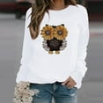thumbnail image 3 of TIHLMK Sweatshirt Hoodies Women O-neck Lovely Owl Printing Comfortable Long Sleeves Sweatshirt Tops White, 3 of 4
