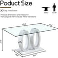 thumbnail image 5 of 63" Rectangular Glass Dining Table, Clear Tempered Glass Top and Glossy White Double O-Shaped Base, Modern Style for Kitchen, Living Room, Conference Room, 5 of 6
