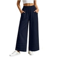 thumbnail image 2 of Sevevn Women’s Elastic High-Waisted Tiered Hem Palazzo Pants Flowy Wide Leg Casual Trousers with Side Pockets, 2 of 9