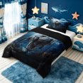 thumbnail image 3 of meiyoeat Ocean Underwater Dino Twin Comforter Sets for Boys Men, Mystic Sea Animal Bedding Set, Blue Gray, Black Reversible, 2pcs, 1 Comforter and 1 Pillowcase, 3 of 6