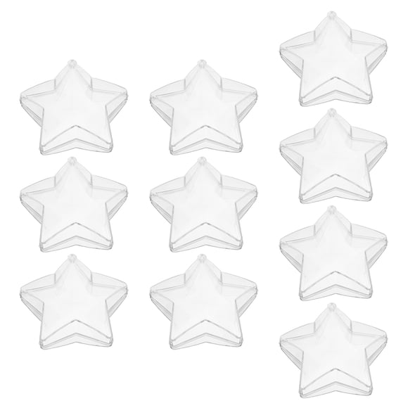 10 adornos de estrella de plástico transparente rellenables, bolas de Navidad, cajas de dulces transparentes, decoración colgante para árbol, para bodas, fiestas navideñas.