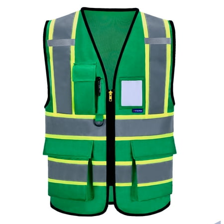 

AYKRM High Visibility Safety Vest With Pockets Reflective Strips And Zipper Yellow Orange(XS-6XL)