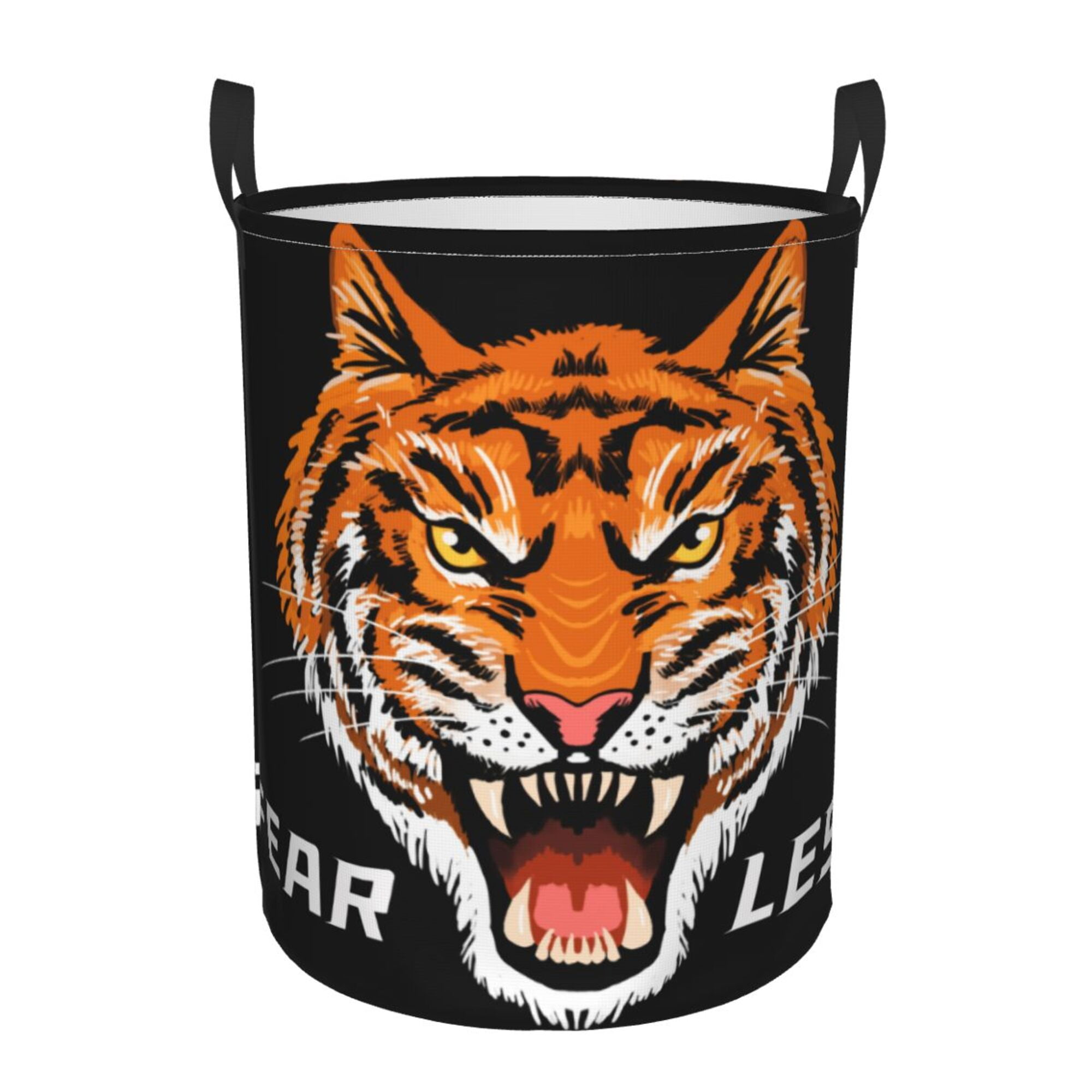 XMXY Round Laundry Basket Organizer, Crazy Tiger Animals Waterproof