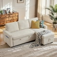 thumbnail image 6 of Soscana Sectional Sofa with Reversible Storage Chaise,Sleeper Sofa Couch Pull Out Bed 2 in 1,3 Seat L Shaped Sectionals with Side Pockets for Living Room Apartment Office Studio,Beige, 6 of 7