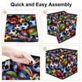 thumbnail image 4 of Football Foldable Organizer Bins Storage Containers Storage Bin with Handle, 10.8"x10.5"x10.6", Large Capacity, 4 of 6
