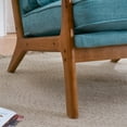 thumbnail image 7 of Upholstered Accent Armchair for Living Room, Modern Linen Indoor Single Leisure Lounge Chair with Oak Armrest & Lumbar Pillow, Wooden Reading TV Arm Chair for Home Apartment Office, Teal, 7 of 7