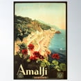thumbnail image 2 of Amalfi Coast Salerno Italy Vintage Tourism Retro Italian Travel Poster Wall Art, Modern Wall Decor For Living Room Bedroom, 8x12 UNFRAMED, 2 of 3