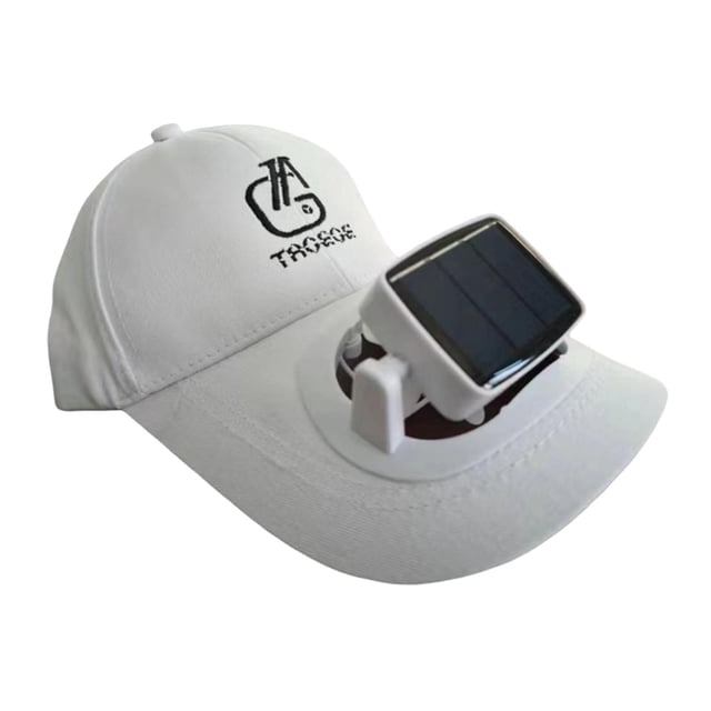 Sombrero con visera solar y ventilador, carga USB, ideal para golf, correr, senderismo y actividades al libre. Blanco