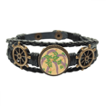 thumbnail image 1 of La pintura la cultura japonesa Purple Flower Pulsera marina tejida en cuero, 1 of 4