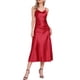 thumbnail image 1 of CURVOSPORT Vestido de satén para mujer, tirantes de espagueti, escote en V, elegante vestido maxi deslizante XL rojo, 1 of 6