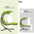 thumbnail image 7 of CL.HPAHKL Zero Gravity Swing Lounge with Canopy, Outdoor Hanging Curved Steel Chaise Lounge Chair for Outside Free Standing Hammock Patio Chair with Umbrella, Green, 7 of 7