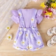 thumbnail image 5 of HCNTES Toddler Baby Girl Clothes Summer Outfits Set Short Sleeve Romper With Elastic Shorts For Kids Girls Outdoor Play Fashion(L01-Purple,6-12 Months), 5 of 9