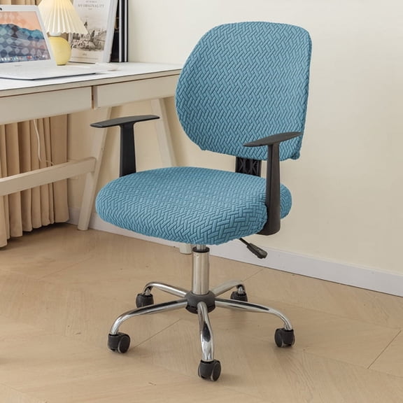 XmhyTop 2-Piece Stretch Computer Office Chair Covers: Universal Slipcovers for Rotating Desk Chairs, Ideal Protectors-Blue