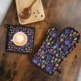 thumbnail image 5 of Purple Mushroom Black Pattern Kitchen Oven Mitt and Pot Holder Sets 2 Pcs for Baking, Cooking and Grilling, Heat Resistant Up To 392 °F, 5 of 7