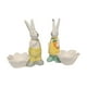 thumbnail image 2 of Figura de porcelana de conejo con cesta de Pascua, 12,7 cm, bonita decoración primaveral para el hogar y regalo, color blanco, 2 of 6