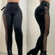 thumbnail image 5 of Gibobby pantalones cargo mujer Pantalones ajustados de malla negra para mujer de moda para mujer (Negro, S), 5 of 5