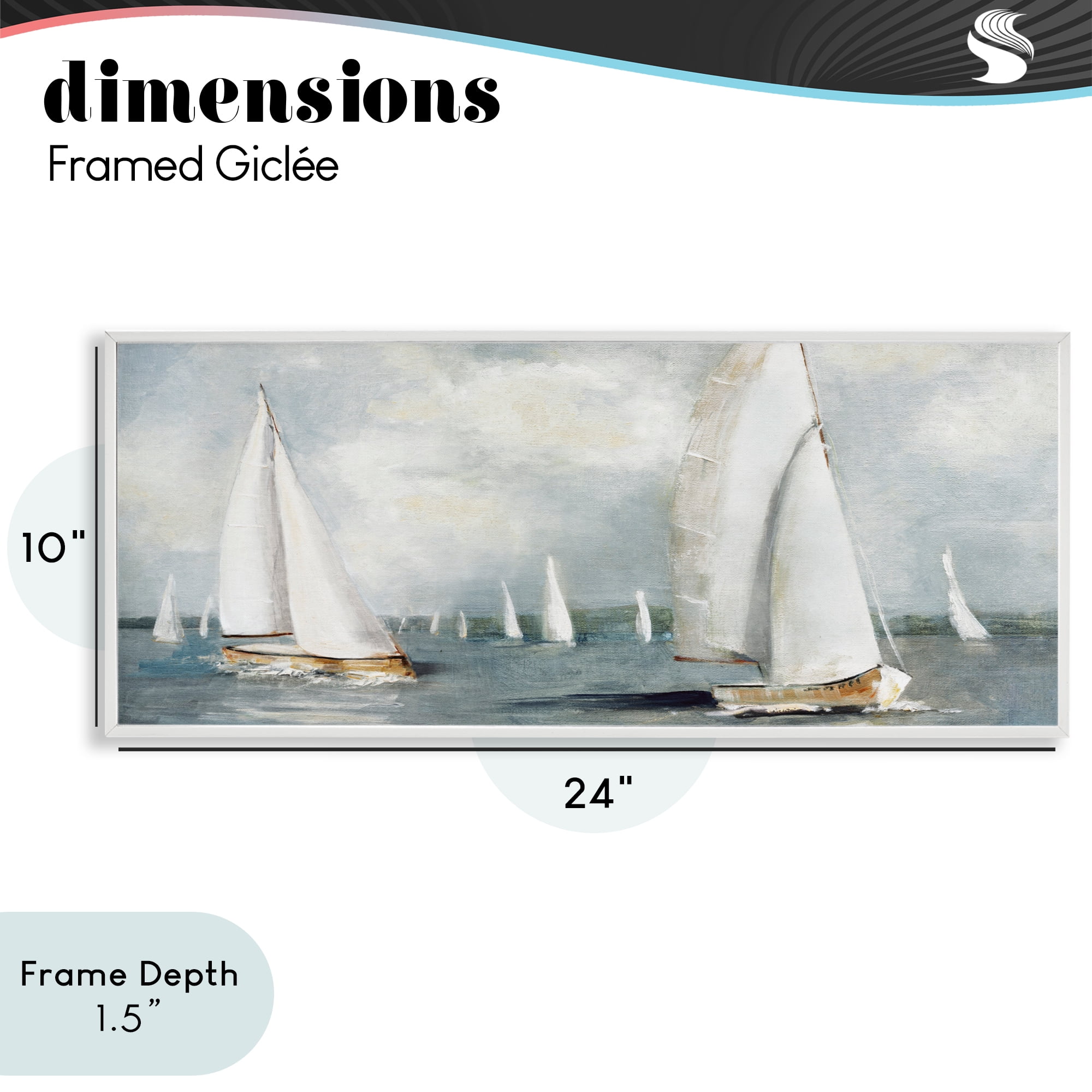 Stupell Industries Windy Sailboat Fleet White Framed Giclee Art, design by Sally Swatland