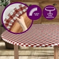 thumbnail image 3 of Sorfey Round Picnic Table Cover Checkered Fitted Tablecloth, Burgundy 48" x 48", 3 of 6