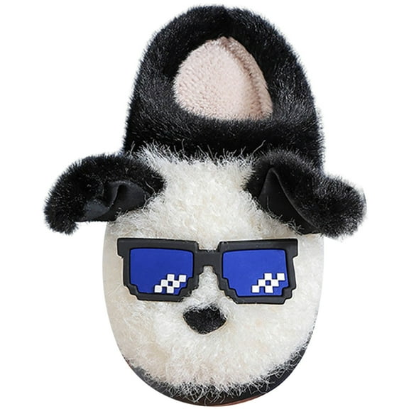 newwalpole House Shoes for Kids,Unisex Toddler Slippers Girls Boys Christmas Slippers Plush Warm Bedroom Big Kids Indoor Shoes Black for Size 8