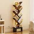 thumbnail image 5 of Casacomoda 6 Tier Tree Bookshelf, Bookcase with LED Lights, Display Floor Standing Storage Shelf, Book Organizer Shelves for Home Office, Living Room, Black, 5 of 9
