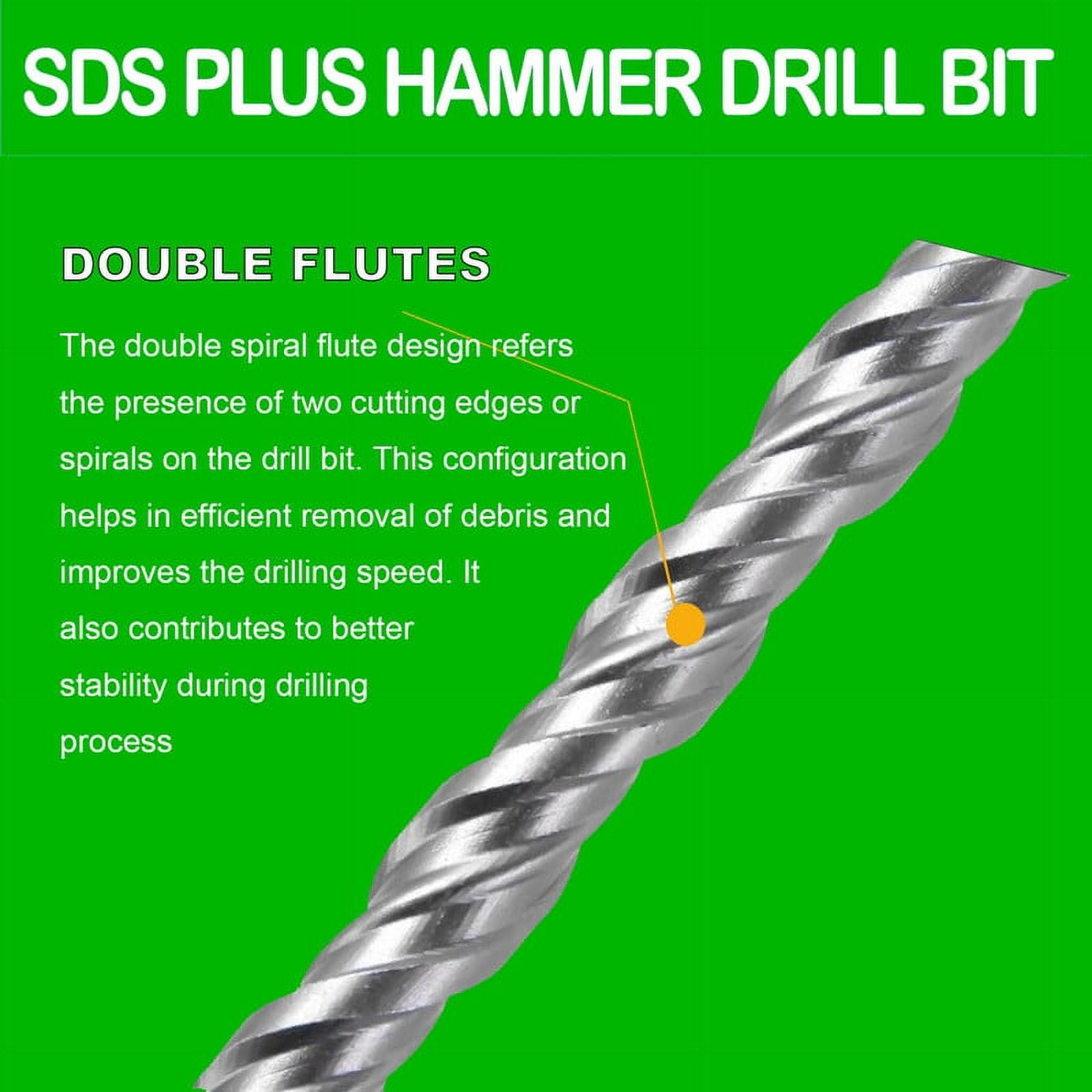 Max-Craft SDS-Plus Drill Bit Set, 1/2" x 6" Carbide Tip, SDS+Rotary Hammer Drill Bit Masonry Drill For Stone, Bricks, Cement, Concrete in Construction Works-60Pcs
